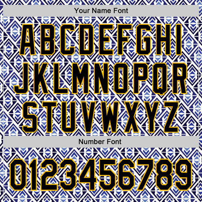 Custom White Black Royal-Gold 3D Pattern Design Rave Party Monogram Geometric Shape Authentic Baseball Jersey - Sky-Custom