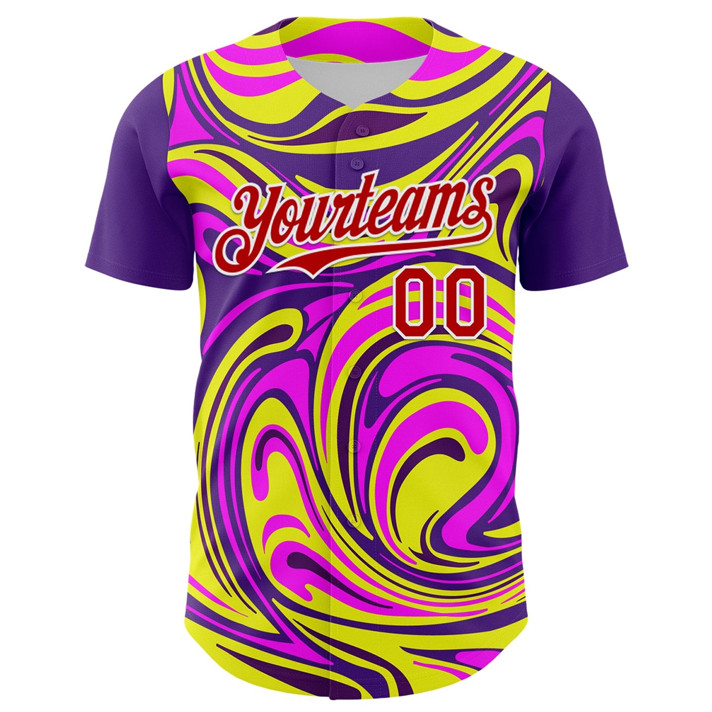 Custom Purple Red-White 3D Pattern Design Rave Party Marble Lava Authentic Baseball Jersey - Sky-Custom