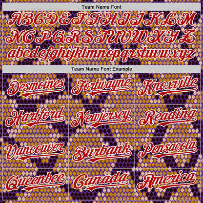 Custom Purple Red-White 3D Pattern Design Rave Party Animal Snake Python Print Authentic Baseball Jersey - Sky-Custom