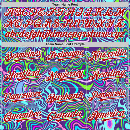 Custom Purple Red-White 3D Pattern Design Rave Party Trippy Laser Fluid Authentic Baseball Jersey - Sky-Custom