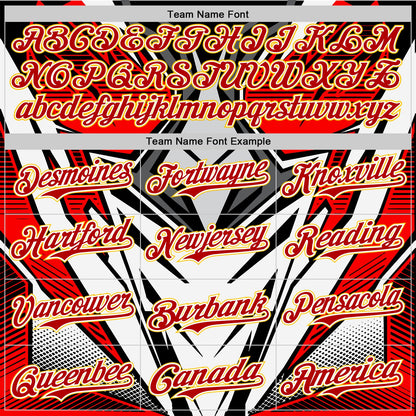 Custom White Red Black-Yellow 3D Pattern Design Burner Costumes Cyber Punk Authentic Baseball Jersey - Sky-Custom