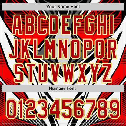 Custom White Red Black-Yellow 3D Pattern Design Burner Costumes Cyber Punk Authentic Baseball Jersey - Sky-Custom