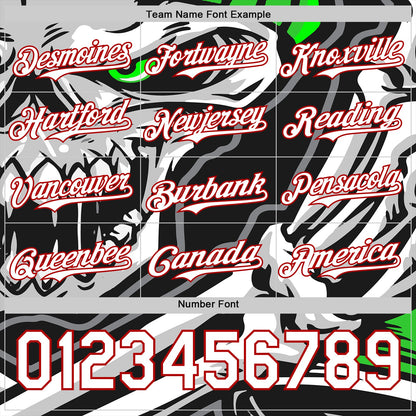 Custom Black White-Red 3D Pattern Design Burner Costumes Skull Authentic Baseball Jersey - Sky-Custom