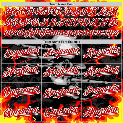 Custom Black Red-White 3D Pattern Design Burner Costumes Hellfire Skull Authentic Baseball Jersey - Sky-Custom