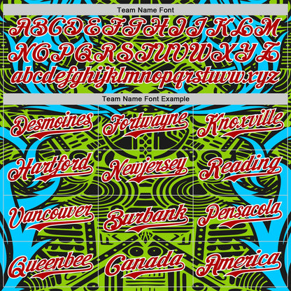 Custom Green Red Blue Black-White 3D Pattern Design Burner Costumes Tribal Authentic Baseball Jersey - Sky-Custom
