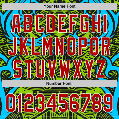 Custom Green Red Blue Black-White 3D Pattern Design Burner Costumes Tribal Authentic Baseball Jersey - Sky-Custom
