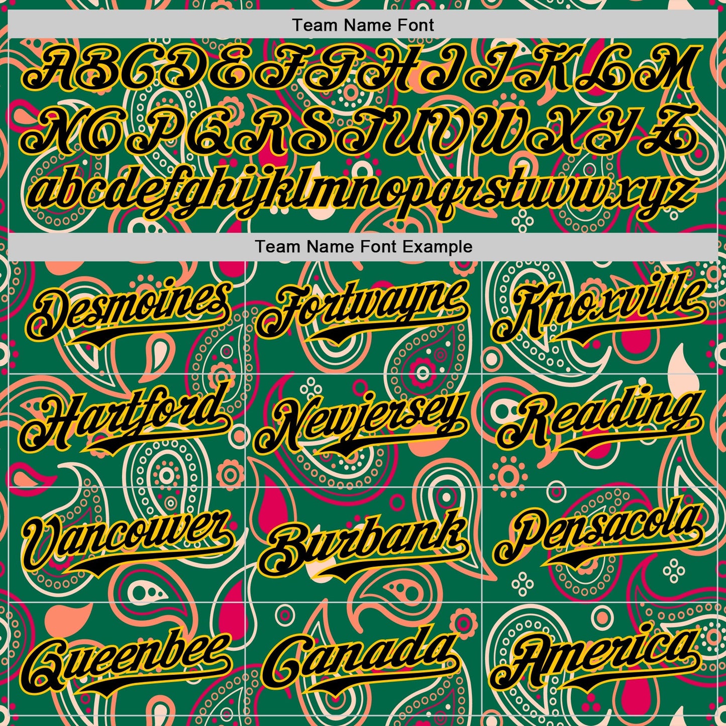 Custom Kelly Green Black-Yellow 3D Pattern Design Burner Costumes Paisley Bandana Authentic Baseball Jersey - Sky-Custom