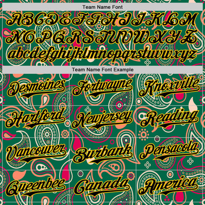 Custom Kelly Green Black-Yellow 3D Pattern Design Burner Costumes Paisley Bandana Authentic Baseball Jersey - Sky-Custom