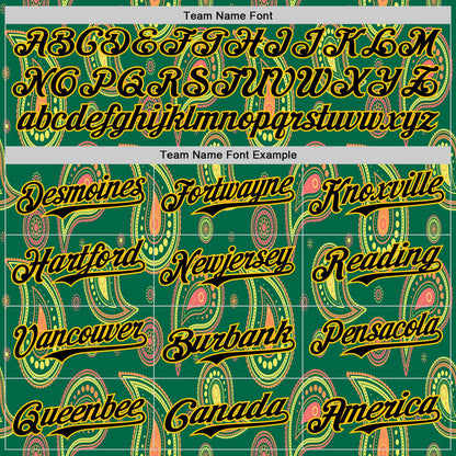 Custom Kelly Green Black-Yellow 3D Pattern Design Burner Costumes Paisley Bandana Authentic Baseball Jersey - Sky-Custom