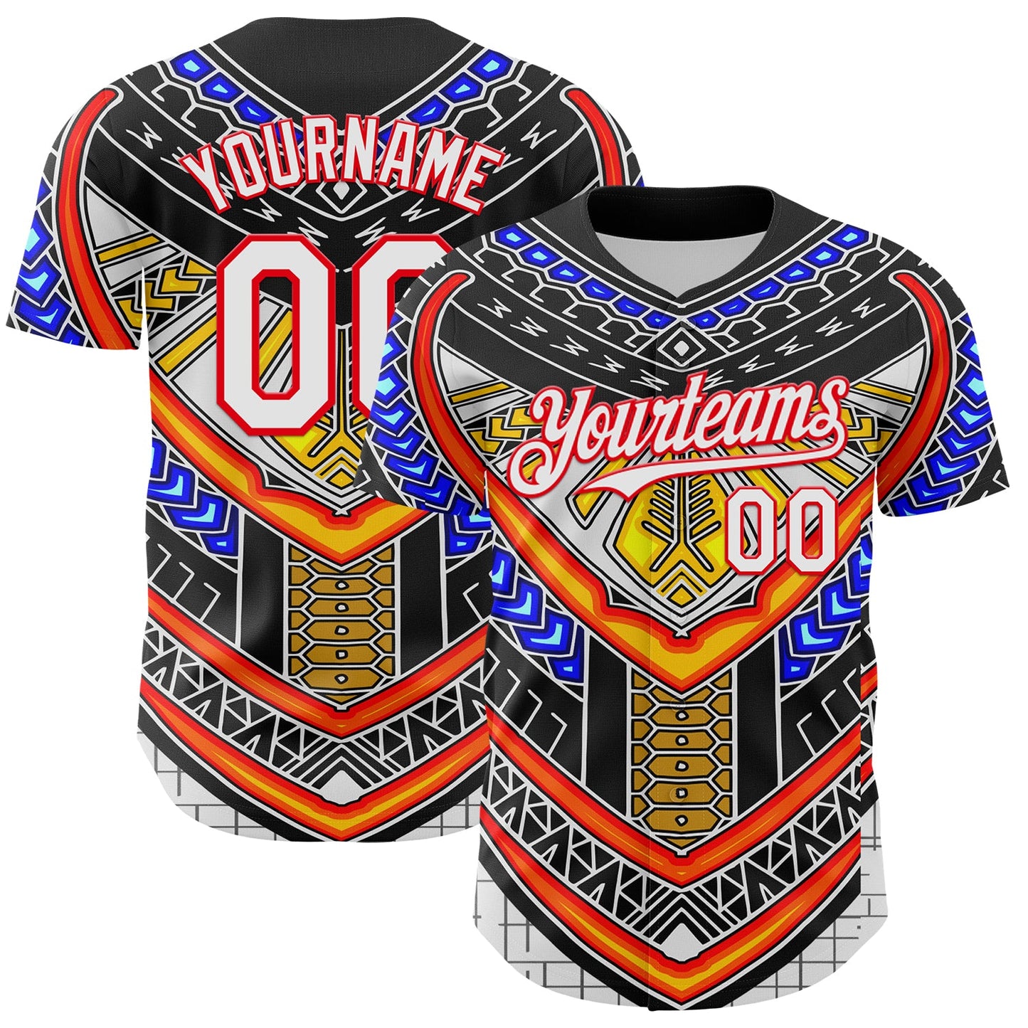 Custom Black White-Fire Red 3D Pattern Design Burner Costumes Tribal Authentic Baseball Jersey - Sky-Custom
