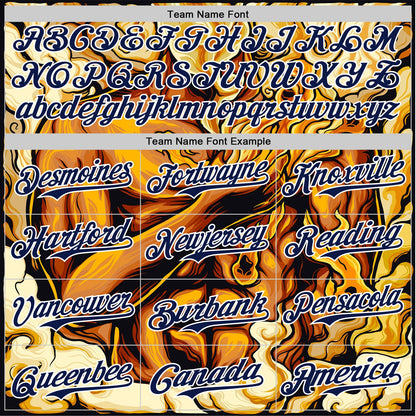 Custom Gold Navy-White 3D Pattern Design Burner Costumes Flame Authentic Baseball Jersey - Sky-Custom