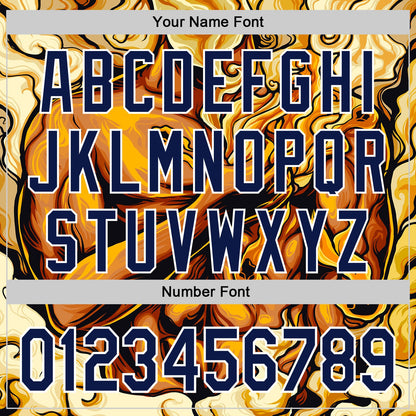 Custom Gold Navy-White 3D Pattern Design Burner Costumes Flame Authentic Baseball Jersey - Sky-Custom