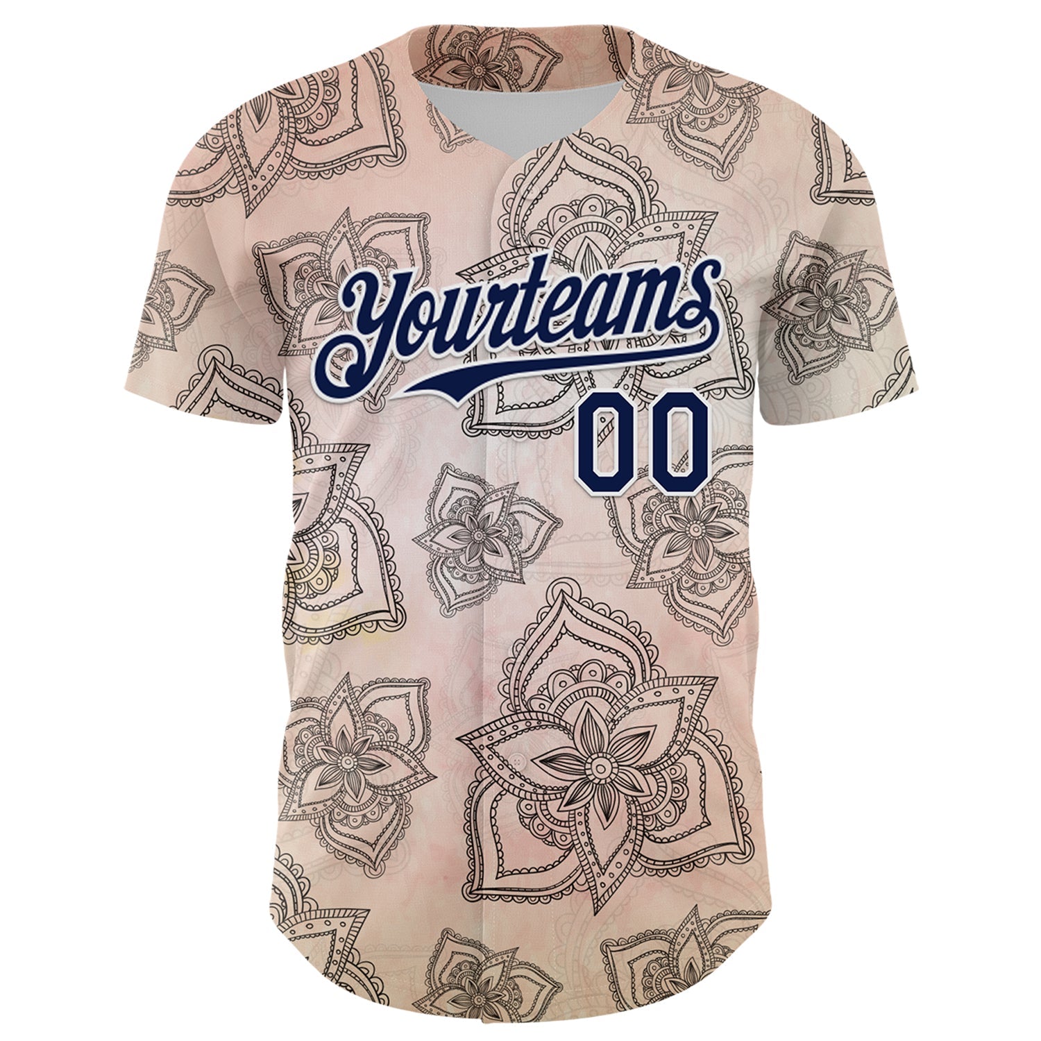 Custom Cream Navy-White 3D Pattern Design Burner Costumes Paisley Bandana Authentic Baseball Jersey - Sky-Custom