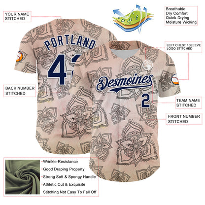 Custom Cream Navy-White 3D Pattern Design Burner Costumes Paisley Bandana Authentic Baseball Jersey - Sky-Custom