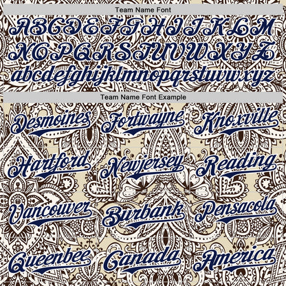 Custom Cream Navy-White 3D Pattern Design Burner Costumes Paisley Bandana Authentic Baseball Jersey - Sky-Custom