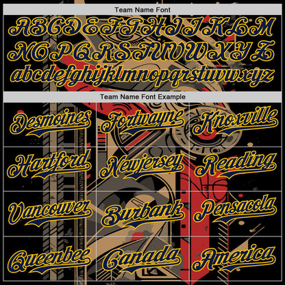 Custom Black Navy-Yellow 3D Pattern Design Burner Costumes Abstract Shape Authentic Baseball Jersey - Sky-Custom