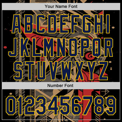 Custom Black Navy-Yellow 3D Pattern Design Burner Costumes Abstract Shape Authentic Baseball Jersey - Sky-Custom