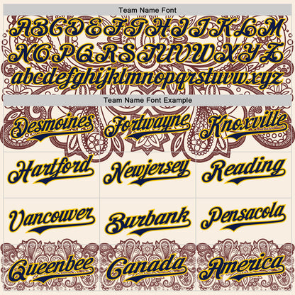 Custom Cream Navy Red-Yellow 3D Pattern Design Burner Costumes Paisley Bandana Authentic Baseball Jersey - Sky-Custom