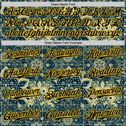 Custom Green Black-Yellow 3D Pattern Design Burner Costumes Paisley Bandana Authentic Baseball Jersey - Sky-Custom