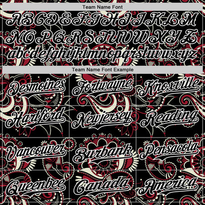 Custom Black White 3D Pattern Design Burner Costumes Paisley Bandana Authentic Baseball Jersey - Sky-Custom