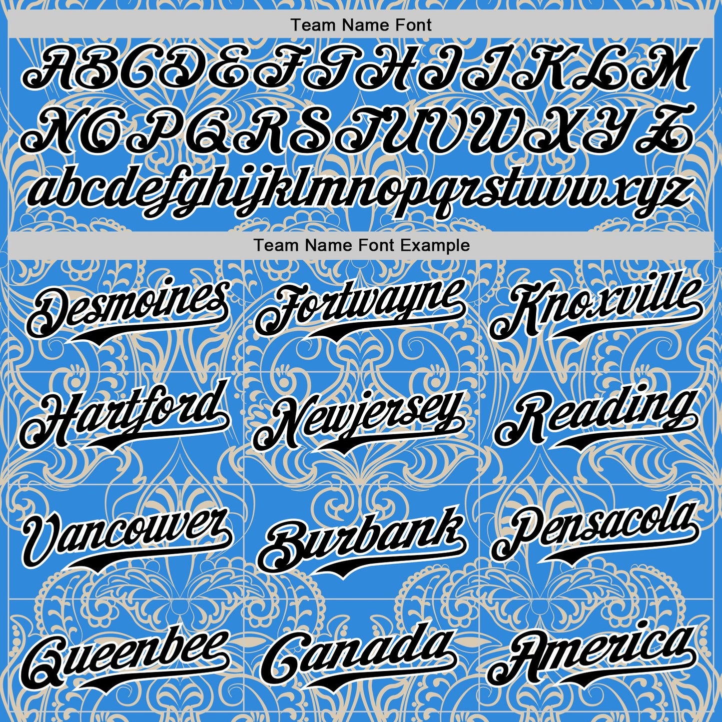 Custom Electric Blue Black-White 3D Pattern Design Burner Costumes Paisley Bandana Authentic Baseball Jersey - Sky-Custom