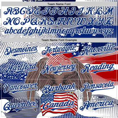Custom White Red-Royal 3D American Flag National Symbols Bald Eagle Authentic Baseball Jersey - Sky-Custom