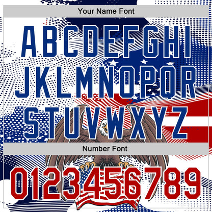 Custom White Red-Royal 3D American Flag National Symbols Bald Eagle Authentic Baseball Jersey - Sky-Custom