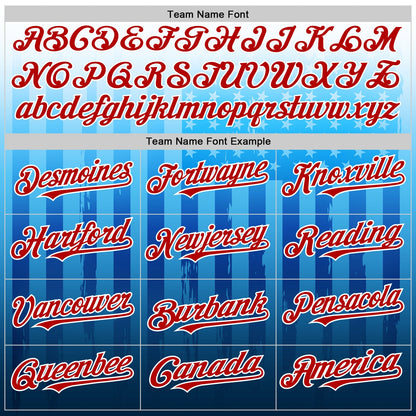 Custom White Red-Blue 3D American Flag Authentic Baseball Jersey - Sky-Custom