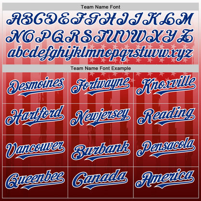 Custom White Royal-Red 3D American Flag Authentic Baseball Jersey - Sky-Custom