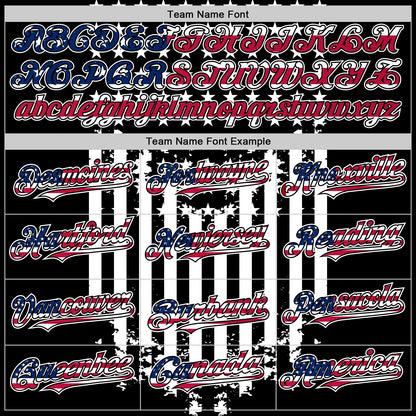 Custom Black USA Flag-White 3D Retro American Flag Authentic Baseball Jersey - Sky-Custom