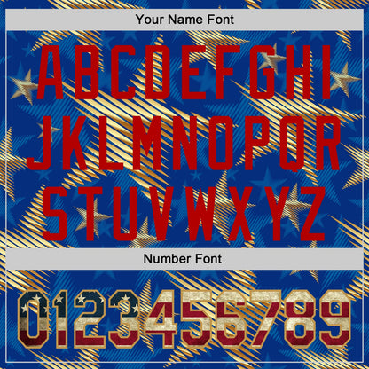 Custom Royal Vintage USA Flag Old Gold-Red 3D American Flag America-Inspired Stars Authentic Baseball Jersey - Sky-Custom