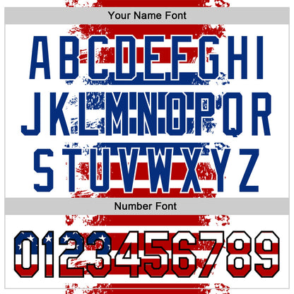 Custom White USA Flag Red Royal-Black 3D Gradient Retro Stripe American Flag Authentic Baseball Jersey - Sky-Custom