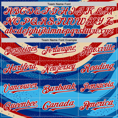 Custom Blue Royal Red-White 3D Retro American Flag Authentic Baseball Jersey - Sky-Custom