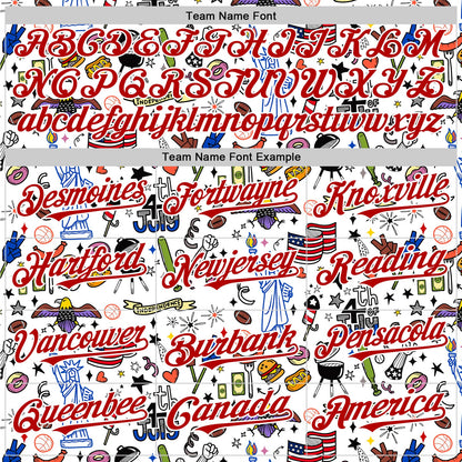 Custom White Royal-Red 3D American Flag Independence Day National Symbols Authentic Baseball Jersey - Sky-Custom