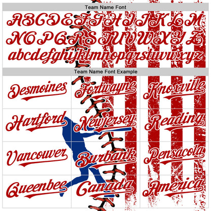 Custom White Royal-Red 3D American Flag Authentic Baseball Jersey - Sky-Custom