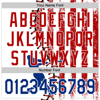Custom White Royal-Red 3D American Flag Authentic Baseball Jersey - Sky-Custom