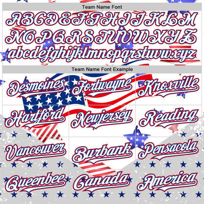 Custom White Royal-Fire Red 3D American Flag Stars Authentic Baseball Jersey - Sky-Custom