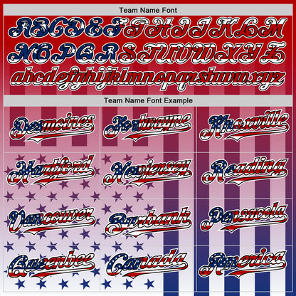 Custom Red USA Flag Royal Black-White 3D Gradient American Flag Authentic Baseball Jersey - Sky-Custom
