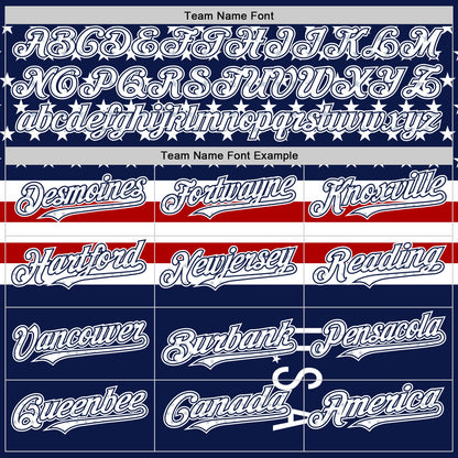 Custom Navy Star Red-White 3D American Flag Authentic Baseball Jersey - Sky-Custom