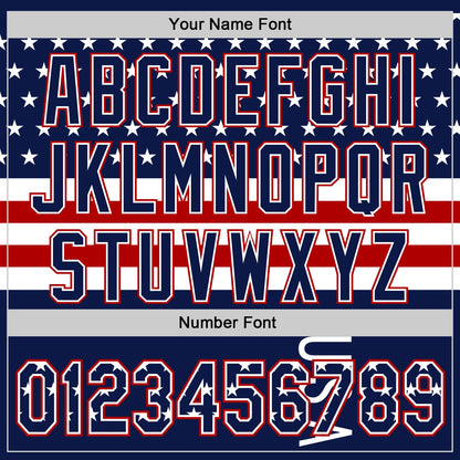 Custom Navy Star Red-White 3D American Flag Authentic Baseball Jersey - Sky-Custom