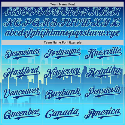 Custom Blue Royal-Ice Blue 3D Pattern Design New York Cityscape Statue Of Liberty Authentic Baseball Jersey - Sky-Custom