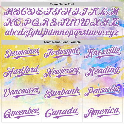 Custom White Medium Purple 3D Pattern Design New York Cityscape Sunrise Authentic Baseball Jersey - Sky-Custom