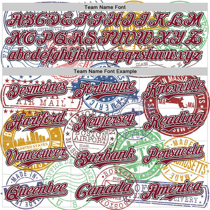 Custom White Crimson-Black 3D Pattern Design Boston Cityscape Stamp Authentic Baseball Jersey - Sky-Custom