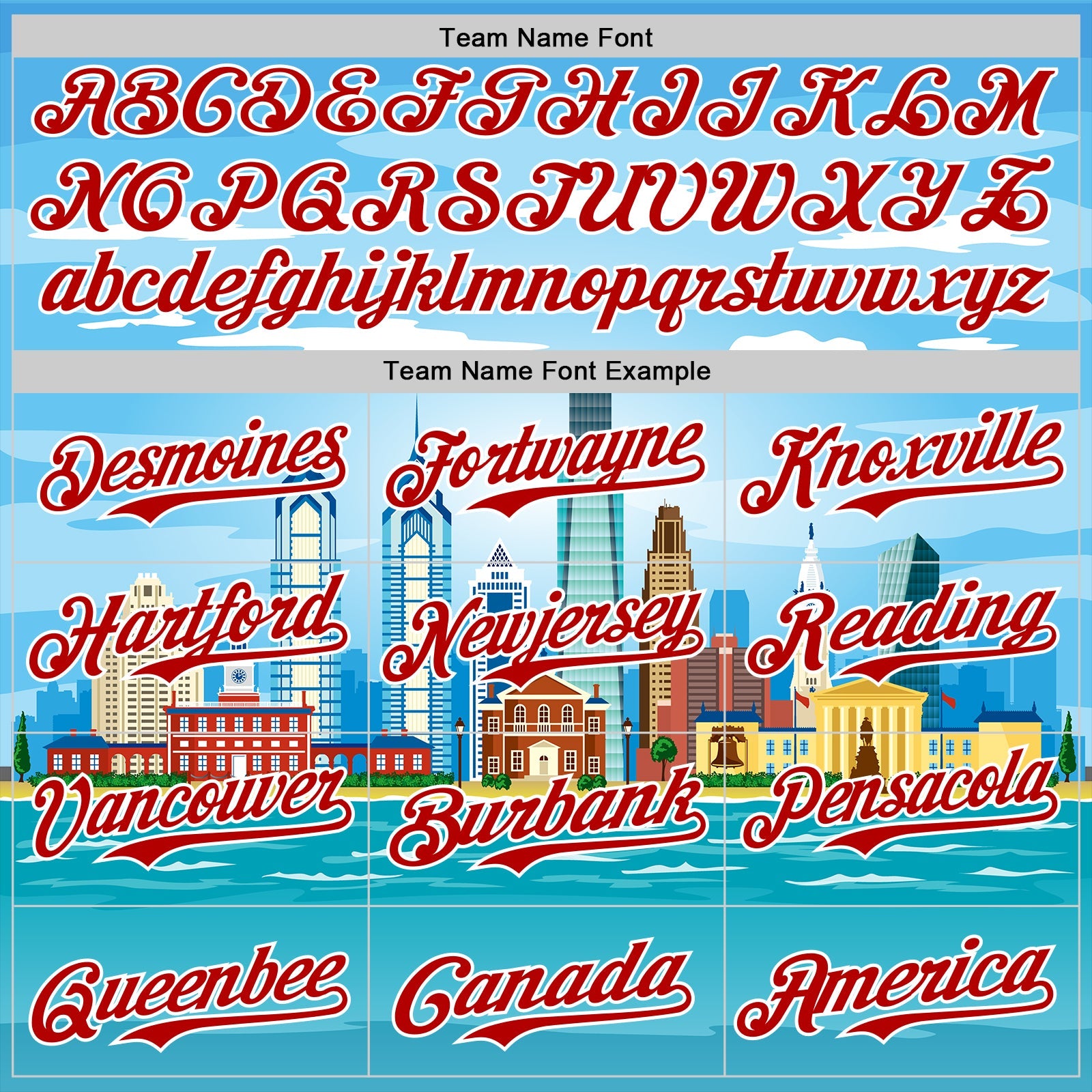 Custom Blue Red-White 3D Pattern Design Philadelphia Cityscape Skyline Authentic Baseball Jersey - Sky-Custom
