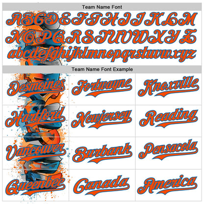 Custom White Orange-Blue 3D Pattern Design Philadelphia Cityscape Skyline Authentic Baseball Jersey - Sky-Custom