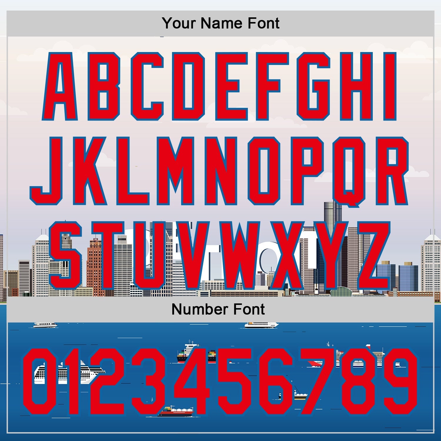 Custom White Fire Red-Blue 3D Pattern Design Detroit Cityscape Skyline Authentic Baseball Jersey - Sky-Custom