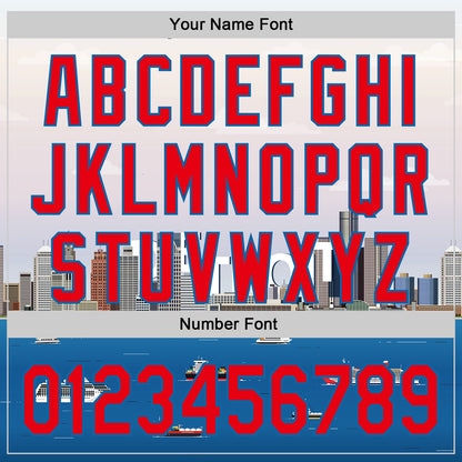 Custom White Fire Red-Blue 3D Pattern Design Detroit Cityscape Skyline Authentic Baseball Jersey - Sky-Custom
