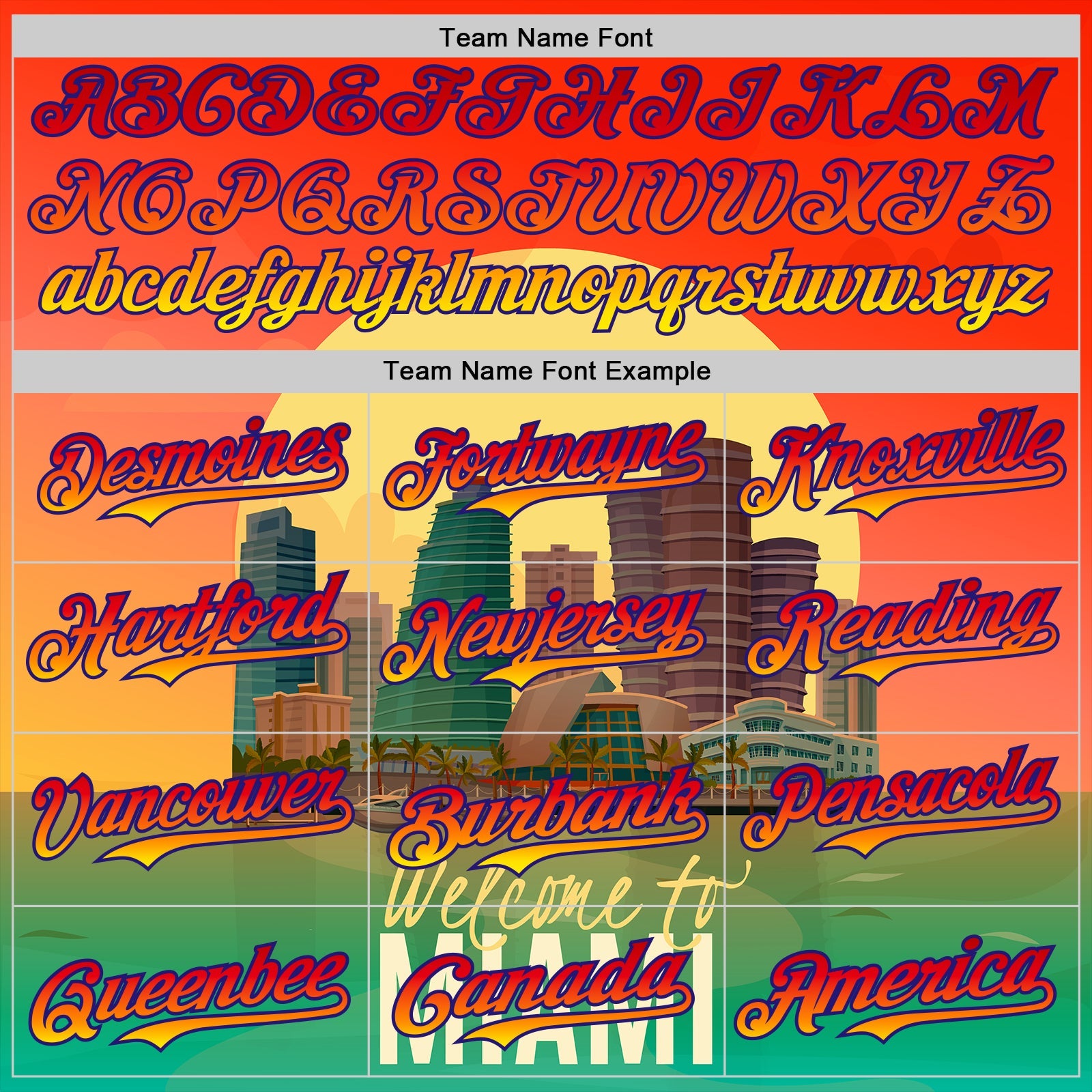 Custom Orange Green Yellow-Dark Purple 3D Pattern Design Gradient Miami Cityscape Sunset Authentic Baseball Jersey - Sky-Custom