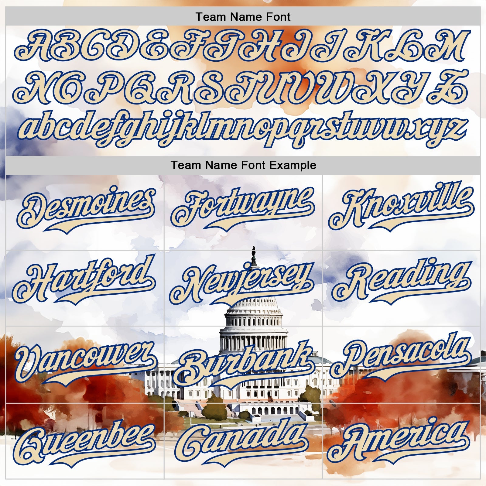 Custom White Cream-Royal 3D Pattern Design Washington Cityscape United States Capitol Authentic Baseball Jersey - Sky-Custom
