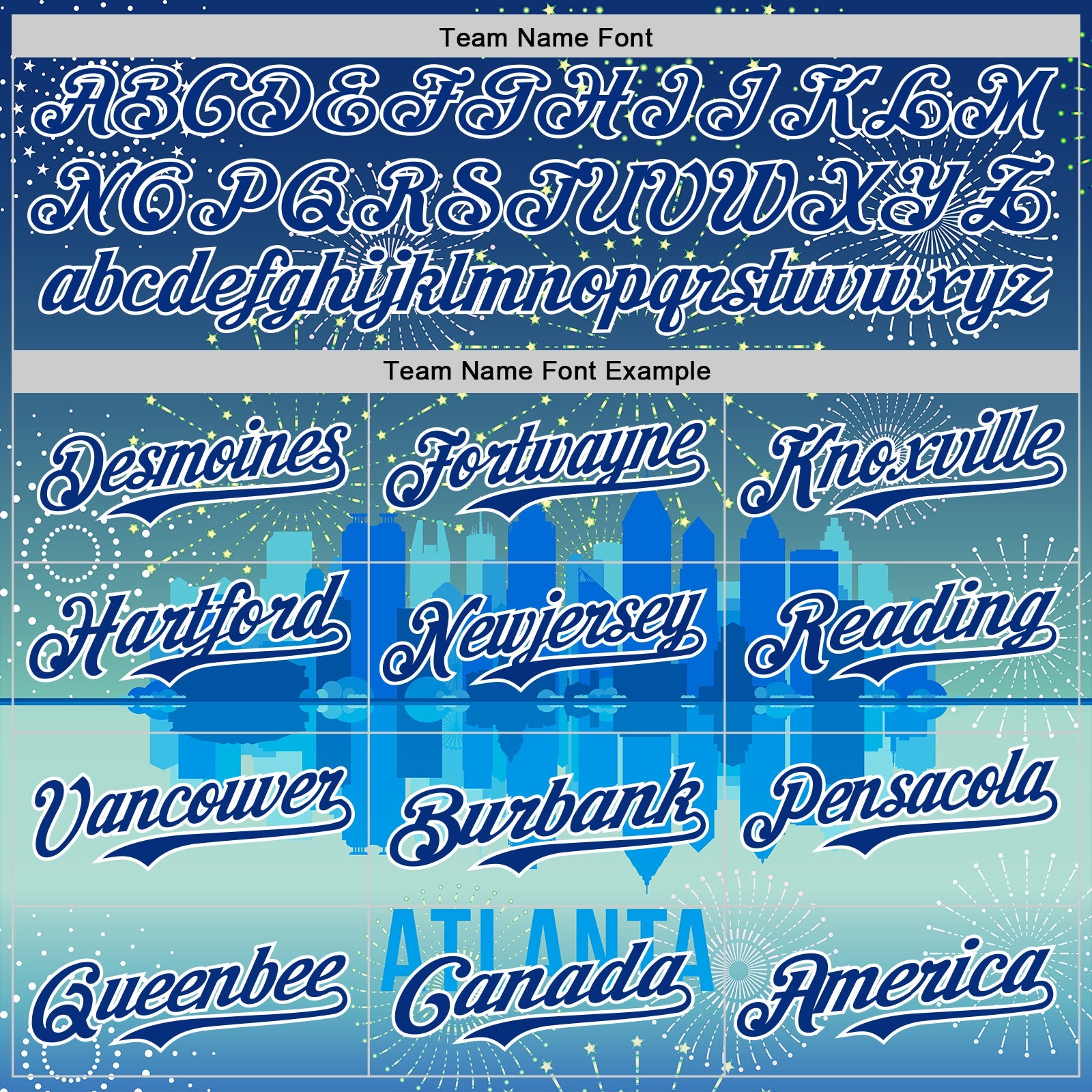 Custom Blue Royal-White 3D Pattern Design Atlanta Cityscape Fireworks Authentic Baseball Jersey - Sky-Custom